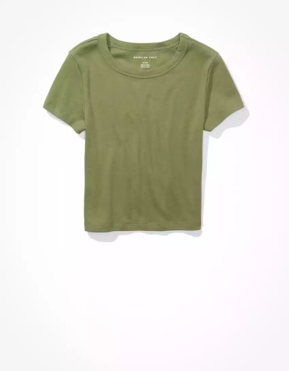 T Shirts American Eagle AE Hey Baby Tee Vert Olive Femme | OJV-53756728